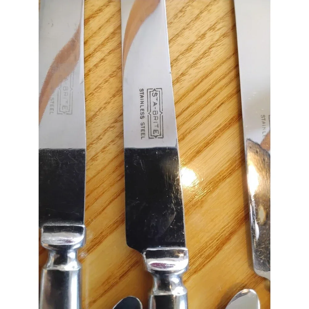 Vintage STA-BRITE Stainless Steel Knives High Quality Stainless Set Of 9